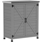 Outsunny - armoire de rangement de jardin avec plateau de table en métal et étagère, gris-Sert à la fois de rangement de jardin ou d’établi fonctionnel
