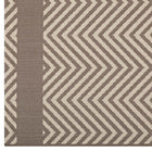 Modway Optica Chevron With End Borders Indoor/Outdoor Area Rug - 8 ft W x 10 ft L - Light/Dark Beige-100% Soft Polypropylene