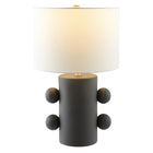 Hudson&Canal - Lampe de table Jurrah en céramique de 50 cm de haut avec abat-jour en tissu - Noir mat/blanc-Associé à un abat-jour en tissu tambour blanc