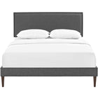 Modway Amaris Fabric Full Platform Bed with Squared Tapered Legs - Grey-Mounts in Four Locations