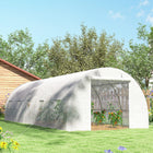 Outsunny - Serre tunnel grande taille avec structure en acier de qualité supérieure - 26 pi x 10 pi x 6,6 pi - 4 piquets de sol et 4 cordes d’ancrage, ainsi qu’une bâche plus longue que la normale conçue pour être enterrée, signifient que la serre en acier renforcé est bien serrée et sécurisée