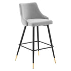 Modway Adorn Performance Velvet Bar Stool - Light Gray - Set of 2-Black Tapered Legs