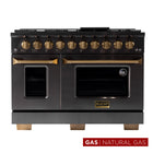 Kucht 48" KEG Series Pro Style Gas Range - Gemstone -Professional-class range features two 20,000 BTU dual burners with simmer, two 12,000 BTU burners, two 9,000 BTU burners, and two 6,000 BTU burners