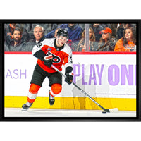 Matvei Michkov Philadelphia Flyers - Framed Canvas - 31" x 22"-Premium canvas print with gallery-wrapped edges