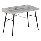 Monarch Specialties 7541 48" Computer Desk - Grey/Black Metal-Computer desk in a grey wood-look finish featuring a small hutch with a long shelf and 2 storage cubbies