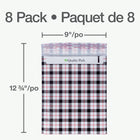 Quality Park - Enveloppes à bulles en poly avec fermeture pelable Redi-Strip - 11 po L x 8,25 po l - carreaux - paquet de 8-La taille utilisable de l’enveloppe à bulles est de 11 po L x 8,25 po l; les dimensions globales sont de 12,75 po L x 9 po l