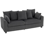 HOMCOM - Canapé 3 places en velours côtelé avec 8 coussins amovibles - gris foncé-Disposez librement plusieurs coussins de dossier selon votre confort et votre style 