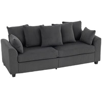 HOMCOM - Canapé 3 places en velours côtelé avec 8 coussins amovibles - gris foncé-Disposez librement plusieurs coussins de dossier selon votre confort et votre style 