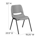 Flash Furniture HERCULES Series Grey Ergonomic Shell Stack Chair-Double Support Rails