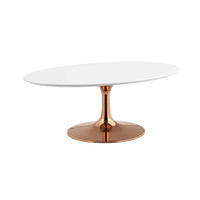 Modway Lippa 42" Oval-Shaped Wood Coffee Table - Rose White-Oval-Shaped Top