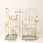 PawHut Bird Playground with Ladders, Chain Toy, Cups and Tray-Stainless steel tray collects mess for easy cleaning 