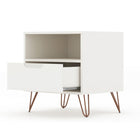 Manhattan Comfort Rockefeller 20.08" Mid-Century Modern 1-Drawer Nightstand 2-Piece Set - White-Fashionable Wire Splayed Legs Made of Metal for Extra Durability