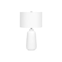 Monarch Specialties 26" H Table Lamp - Cream Ceramic / Ivory / Cream Shade-Illuminate a living room, office or bedroom with this trendsetting, modern 26"h table lamp in a classic tapered cream ceramic base with a subtle texture, topped with a chic ivory linen drum shade and silver finial
