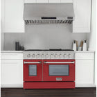 Kucht 48" KNG Series Pro Style Propane Gas Range - Stainless Steel/Red-Product dimensions 27.75" L x 48" W x 36" H
