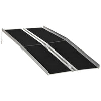 HOMCOM 6' Wheelchair Ramp with Non-Skid Layering - Silver-Sturdy and anti-corrosive aluminum alloy construction with super strength and durability 