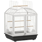PawHut 30" H Steel Open Top Bird Cage with Removable Tray and Food Container - Dark Grey-Domed design provides ample vertical space for bird activity 