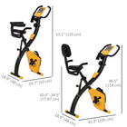 Soozier - Vélo D’Exercice Pliant 3 En 1 Avec Résistance Magnétique À 8 Niveaux - Jaune-Résistance magnétique réglable sur 8 niveaux pour différentes intensités d'entraînement  