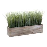 Monarch Specialties 9374 12" Tall Artificial Grass - Brown Wood Pot-This 12" tall artificial plant features lush, upright artificial grass designed to add height and texture to any table or flat surface