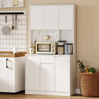 HOMCOM 71" H Cabinet with Charging Station - White-Generous countertop offers space for meal prep or displaying items 