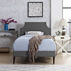 Modway Corene Fabric Twin Platform Bed with Squared Tapered Legs - Grey-Ten Wood Support Slats 