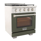 Kucht 30" KFX-X Series Pro Style Propane Gas Range - Stainless Steel/Olive Green-New true simmer burners for precise low heat cooking