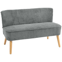 HOMCOM - Canapé 46 po loveseat avec pieds en bois - gris-Le tissu en velours côtelé doux résiste aux plis et à la déformation 