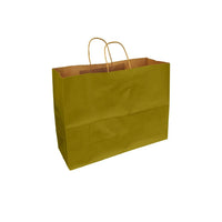 Eddie's - Sac à provisions en papier kraft 100 % recyclé - 16" x 6" x 12" - Or métallique - Paquet de 250-16" x 6" x 12"