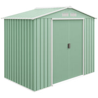 Outsunny 7' x 4' x 6' Garden Storage Shed with Steel Foundation Kit & Double Doors-Ample storage space for garden tools, lawn care equipment, supplies and more
