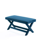 Manhattan Comfort Abigail 42.12" Mid-Century Modern Velvet Upholstered Ottoman Bench - Blue-Leg Height Measures: 16.33 in