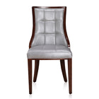 Manhattan Comfort - Lot de 2 chaises de salle à manger traditionnelles Fifth Avenue 18,5 po en similicuir argenté et noyer-Caractéristiques Fines Coutures Rectangulaires en Peluche