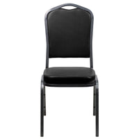 Flash Furniture – Chaise de banquet empilable Hercules à dossier en couronne, vinyle noir avec cadre à veine argent-Chaise de banquet multi-usages