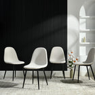 Homy Casa - Chaise de salle à manger rembourrée Charlton - Tissu Beige Ivoire avec pieds en métal noir - Paquet de 4-Assemblage Facile : Livrée avec tous les outils nécessaires et des instructions pour un montage rapide.