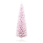 HOMCOM 7' Pencil Artificial Christmas Tree with Snow-Flocked Branches - Pink-Lush with tips that provide a healthy, natural look 