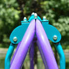 Outsunny 3 in 1 Metal Swing Set with Double Swings, Glider, Kids Swing Set - Purple-Colour: Purple 