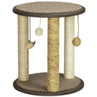 PawHut - Arbre à chat 17 po avec jouets suspendus, poteau à griffer en jute, sisal et herbe de mer-Les poteaux en corde de jute, sisal et herbe de mer satisfont le besoin de griffer et de creuser de vos chats 