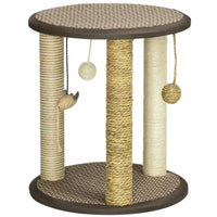 PawHut - Arbre à chat 17 po avec jouets suspendus, poteau à griffer en jute, sisal et herbe de mer-Les poteaux en corde de jute, sisal et herbe de mer satisfont le besoin de griffer et de creuser de vos chats 