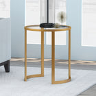 Hudson&Canal Mitera 20"W Round Side Table - Brass-Hand crafted brass finish is applied to the metal frame