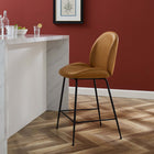Modway - Scoop Jambe en acier revêtu de poudre noire Cuir végane Tabouret de comptoir - Tan-Pieds en acier noir revêtu de poudre