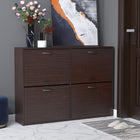 HOMCOM - Armoire à chaussures rabattable avec étagère en bois pour entrée - brun-Finition brun foncé qui s’harmonise avec la plupart des styles de décoration intérieure 