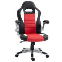 HOMCOM PU Leather Racing Gaming Chair with Flip Up Armrests - Red-Soft PU leather, padded seat providing extra comfort