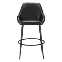 Zuo Vila Barstool - Black - Set of 2-Plush and durable faux leather fabric