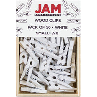 JAM Paper - Pinces à linge en bois - petites - 2 -2 cm - blanches - 50 pinces à linge par paquet-Couleur : Blanc