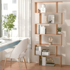 HOMCOM - Bibliothèque géométrique à 6 niveaux en bois - bois naturel-Fabriqué en panneau de particules de haute qualité de grade E1 pour une utilisation à long terme 