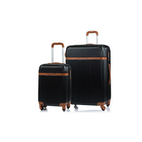 Champs Vintage 2-Piece Hardside Luggage Set - 4-Wheeled & Expandable - Black-2-Piece Set, 29"/21"