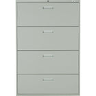 Staples Lateral File Cabinet, 4-Drawer, Grey-Positive interlocking system prevents tipping