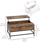 HOMCOM Lift Top Coffee Table with Hidden Storage Compartment - Rustic Brown-Spacious tabletop can display lots of decorations