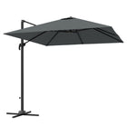 Outsunny - Parasol de patio déporté 8 pi UPF50+ avec rotation à 360°, base en croix, manivelle et inclinaison, gris foncé-Le tissu en polyester UPF50+ de ce parasol déporté résiste aux UV et garde des couleurs éclatantes  