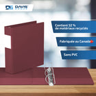 Davis Group Super économie, Reliure à anneaux en “D” inclinés 2 po, paquet de 6 – bourgogne-Polypropylène sans PVC