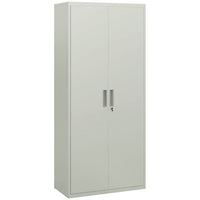 HOMCOM - Armoire de rangement en métal 71 po avec 2 portes - blanc-Armoire à cinq niveaux maximisant l'espace de rangement vertical 