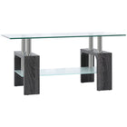HOMCOM Rectangle Glass Coffee Table with Glass Top - Grey-Modern and simple look adds stylish details to your house